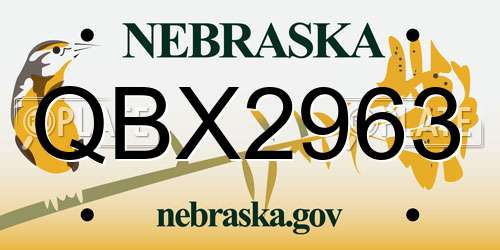 QBX2963 Nebraska License Plate