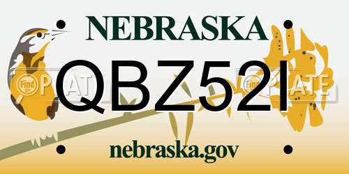 QBZ52I Nebraska License Plate