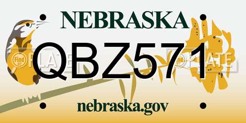 QBZ571 Nebraska License Plate