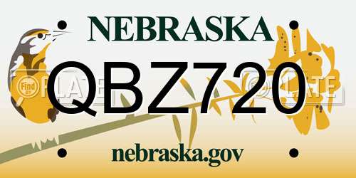 QBZ720 Nebraska License Plate