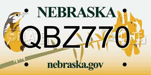 QBZ770 Nebraska License Plate