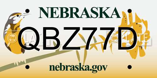 QBZ77D Nebraska License Plate