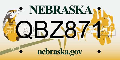 QBZ871 Nebraska License Plate