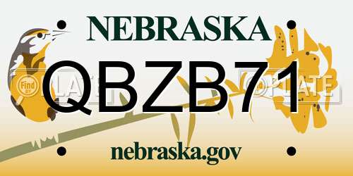 QBZB71 Nebraska License Plate