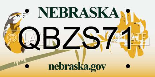 QBZS71 Nebraska License Plate
