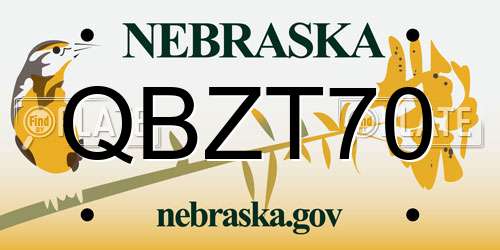 QBZT70 Nebraska License Plate