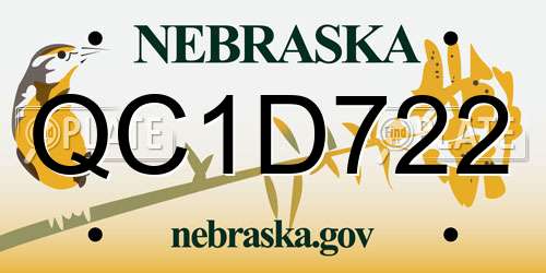 QC1D722 Nebraska License Plate