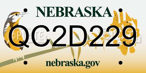 QC2D229 Nebraska License Plate