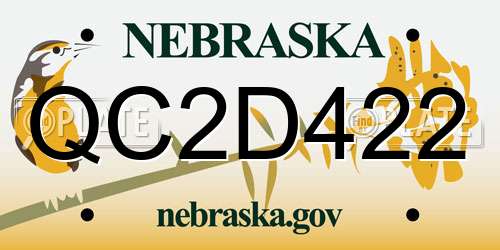 QC2D422 Nebraska License Plate