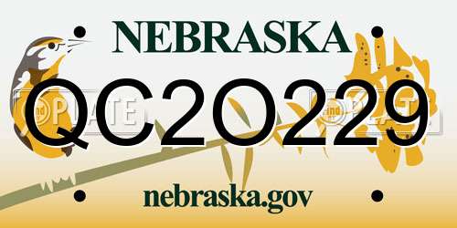 QC2O229 Nebraska License Plate