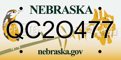 QC2O477 Nebraska License Plate
