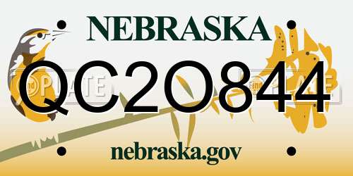 QC2O844 Nebraska License Plate