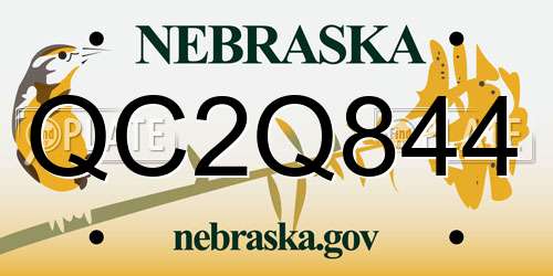 QC2Q844 Nebraska License Plate