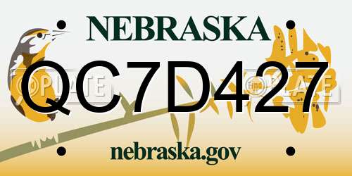 QC7D427 Nebraska License Plate