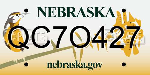 QC7O427 Nebraska License Plate