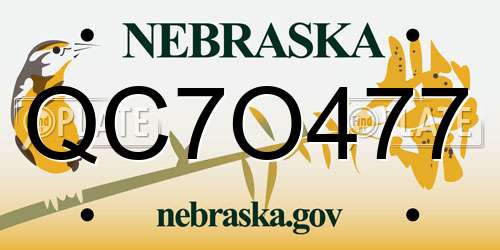 QC7O477 Nebraska License Plate