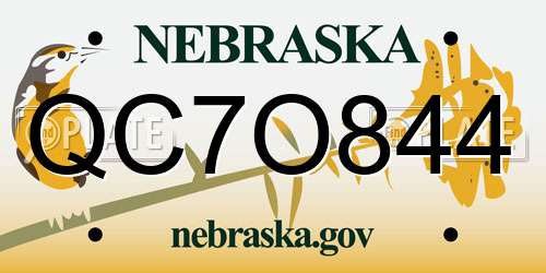 QC7O844 Nebraska License Plate