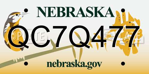 QC7Q477 Nebraska License Plate