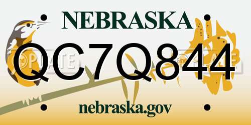 QC7Q844 Nebraska License Plate