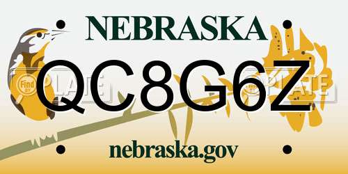 QC8G6Z Nebraska License Plate