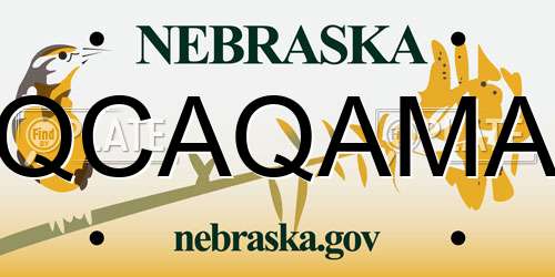QCAQAMA Nebraska License Plate