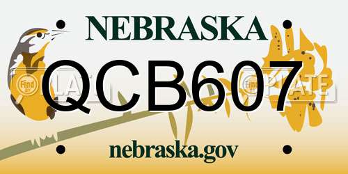 QCB607 Nebraska License Plate