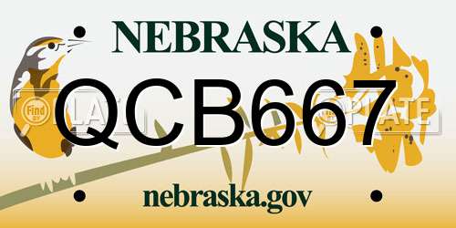 QCB667 Nebraska License Plate