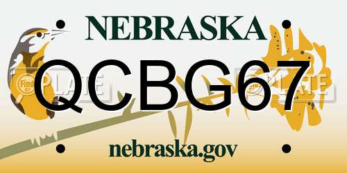 QCBG67 Nebraska License Plate