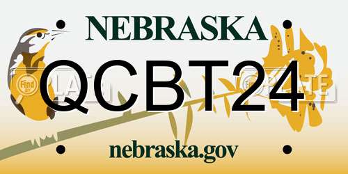 QCBT24 Nebraska License Plate