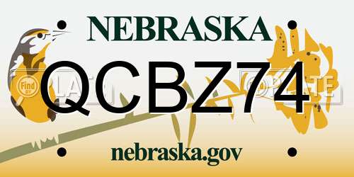 QCBZ74 Nebraska License Plate