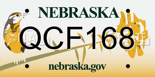 QCF168 Nebraska License Plate