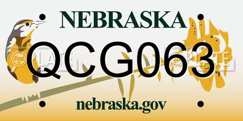 QCG063 Nebraska License Plate