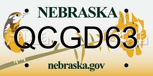 QCGD63 Nebraska License Plate