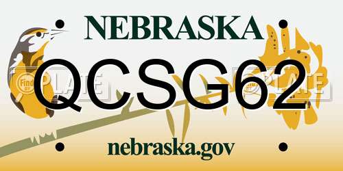 QCSG62 Nebraska License Plate