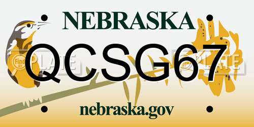 QCSG67 Nebraska License Plate