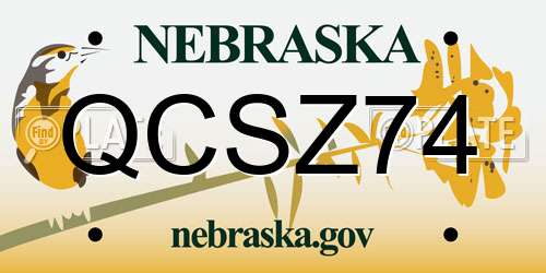 QCSZ74 Nebraska License Plate