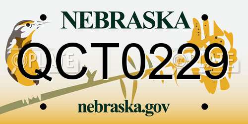 QCT0229 Nebraska License Plate