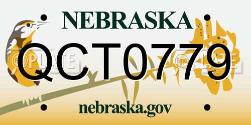 QCT0779 Nebraska License Plate