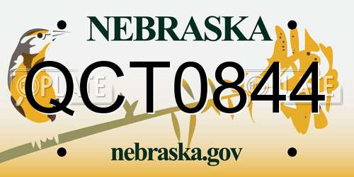 QCT0844 Nebraska License Plate