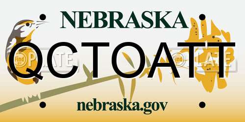QCTOATT Nebraska License Plate