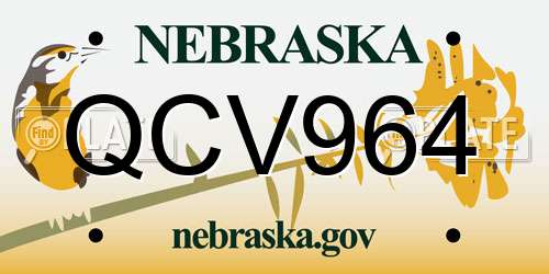 QCV964 Nebraska License Plate
