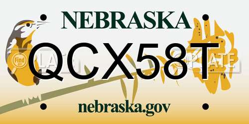 QCX58T Nebraska License Plate