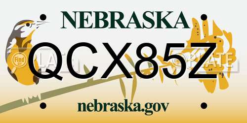 QCX85Z Nebraska License Plate