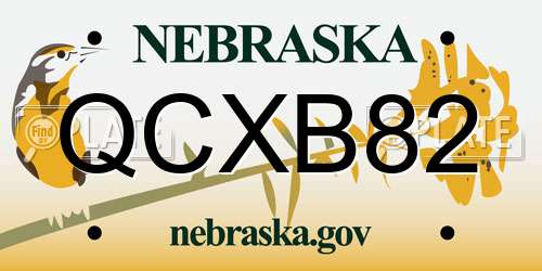 QCXB82 Nebraska License Plate