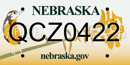 QCZ0422 Nebraska License Plate