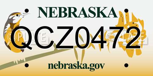 QCZ0472 Nebraska License Plate