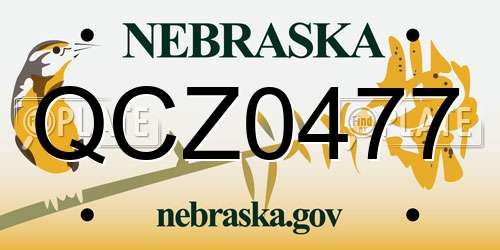 QCZ0477 Nebraska License Plate