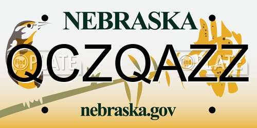 QCZQAZZ Nebraska License Plate