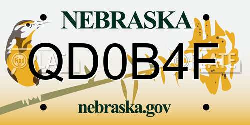 QD0B4F Nebraska License Plate