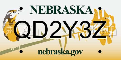 QD2Y3Z Nebraska License Plate